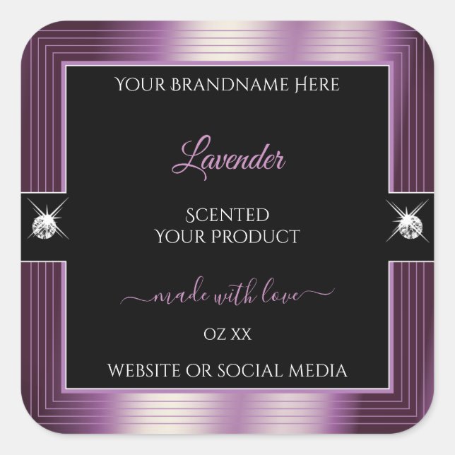 Luxury Black Purple Shiny Brilliants Product Label (Front)