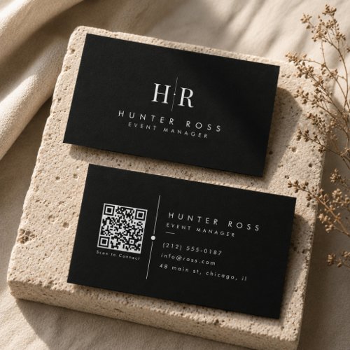 Luxury Black QR Code Business Card