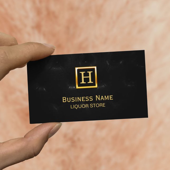 Luxury Black Quilted Leather Liquor Store Business Card (Creator Uploaded)