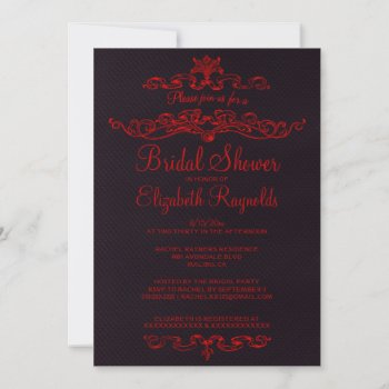 Luxury Black & Red Bridal Shower Invitations by topinvitations at Zazzle