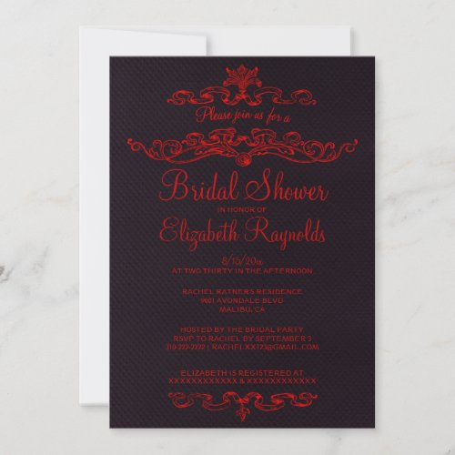 Luxury Black &amp; Red Bridal Shower Invitations