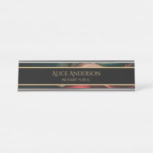 Luxury black red green gold elegant Office Desk Name Plate