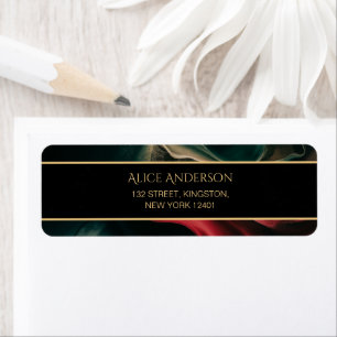 Luxury black red green gold elegant Return Address Label