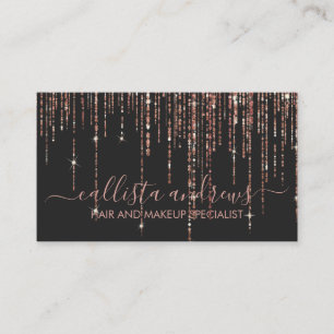 Luxury Black Rose Gold Glitter Fringe Curtain Business Card