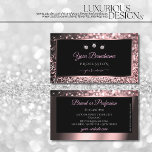 Luxury Black Rose Gold Sparkling Glitter Diamonds Business Card at Zazzle