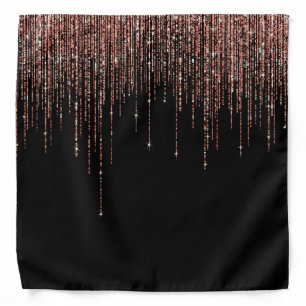 Luxury Black Rose Gold Sparkly Glitter Fringe Bandana