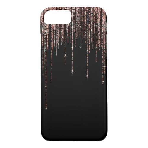 Luxury Black Rose Gold Sparkly Glitter Fringe iPhone 87 Case