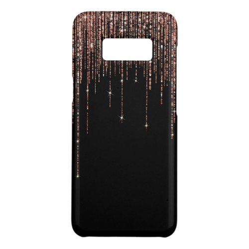 Luxury Black Rose Gold Sparkly Glitter Fringe Case_Mate Samsung Galaxy S8 Case