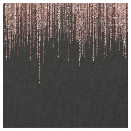 Luxury Black Rose Gold Sparkly Glitter Fringe Fabric