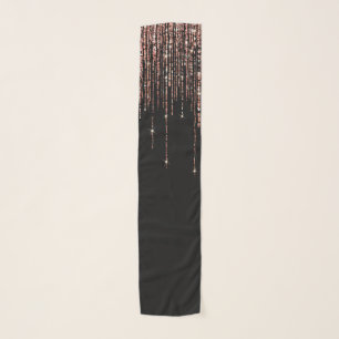 Luxury Black Rose Gold Sparkly Glitter Fringe Scarf