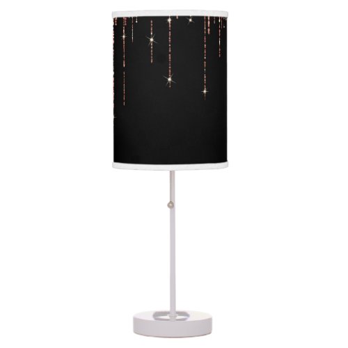 Luxury Black Rose Gold Sparkly Glitter Fringe Table Lamp