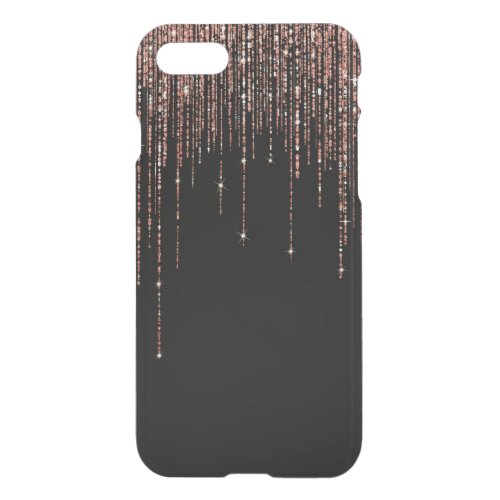 Luxury Black Rose Gold Sparkly Glitter Fringe iPhone SE87 Case