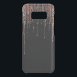 Luxury Black Rose Gold Sparkly Glitter Fringe Uncommon Samsung Galaxy S8 Case<br><div class="desc">This glamorous and luxury print is the perfect design for the stylish and trendy woman. It features a faux sparkly rose gold glitter fringe curtain with faux glitter typography on top of a simple black background. It's an elegant, chic, trendy, and modern bling design with a Hollywood vibe! ***IMPORTANT DESIGN...</div>