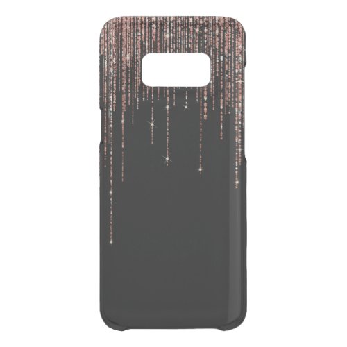 Luxury Black Rose Gold Sparkly Glitter Fringe Uncommon Samsung Galaxy S8 Case