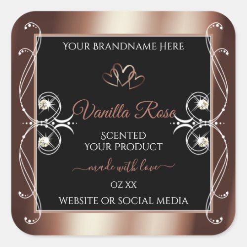 Luxury Black Rosegold Shimmery Decor Product Label