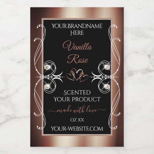 Luxury Black Rosegold Shimmery Decor Product Label