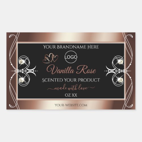 Luxury Black Rosegold Shimmery Product Labels Logo