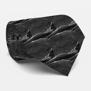 Luxury Black Silver Faux Glitter Faux Silk Neck Tie