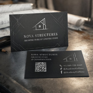 Luxury Black Silver Foil Architecture Construction Spot Gloss Business Cards