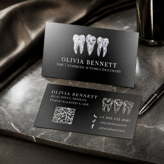 Luxury Black Silver Foil dental Spot Gloss Business Cards
