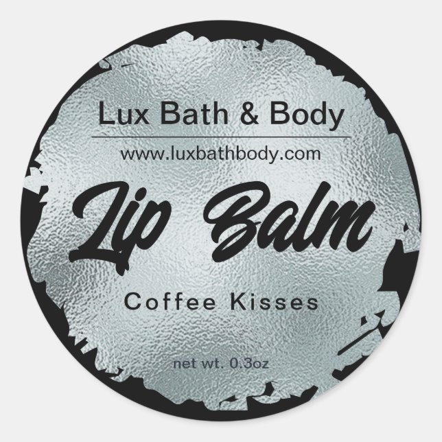 Luxury Black Silver Foil Modern Product Labels (Front)