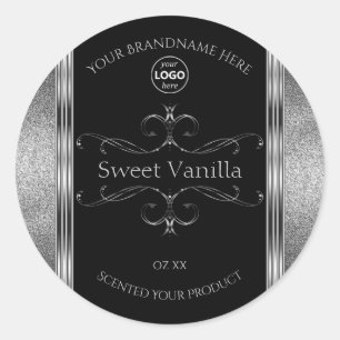 Luxury Black Silver Ornate Product Labels Add Logo