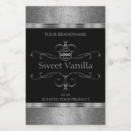 Luxury Black Silver Ornate Product Labels Add Logo
