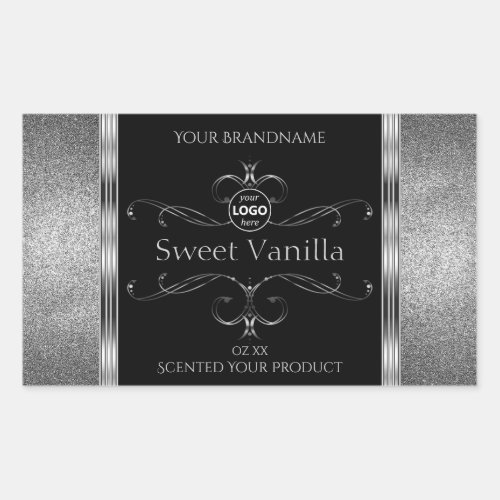 Luxury Black Silver Ornate Product Labels Add Logo