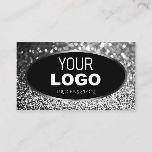 Luxury Black Silver Sparkle Glitter Stars Add Logo Business Card