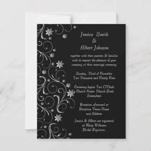 Luxury Black Swirl Lace Wedding Invitation