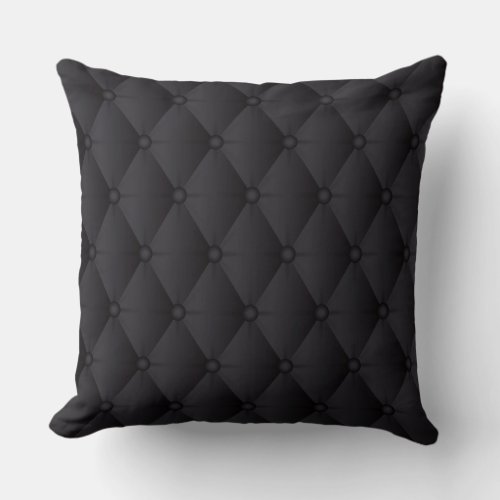 Luxury Black Tufted Leather Look Print Pillow