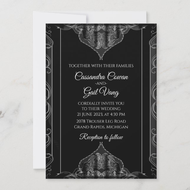 Luxury Black Wedding Invitation (Front)