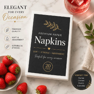 Luxury Black Wedding Paper Napkins