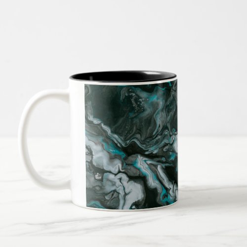 Luxury Black White and Blue Smoke Marble mugs