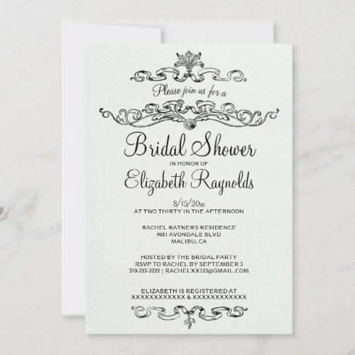Luxury Black &amp; White Bridal Shower Invitations