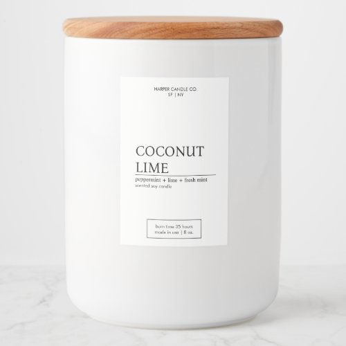 Luxury Black  White Matte Candle Label