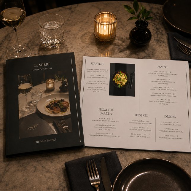 Luxury Black & White Minimal Restaurant QR Code Menu (Creator Uploaded)