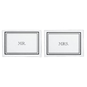 Luxury Black & White Mr. & Mrs. Pillow Case