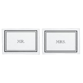Luxury Black & White Mr. & Mrs. Pillow Case