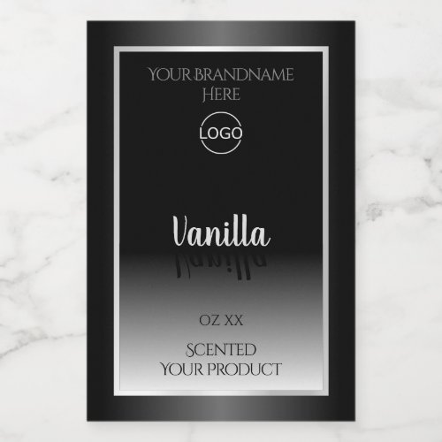 Luxury Black White Product Label Silver Frame Logo