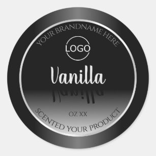 Luxury Black White Product Label Silver Frame Logo