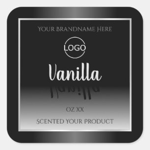 Luxury Black White Product Label Silver Frame Logo
