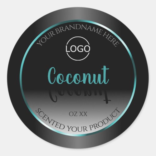 Luxury Black White Product Labels Teal Frame Logo