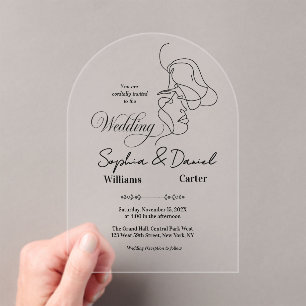 Luxury Black & White Wedding Chic Artistic Couple Acrylic Invitations
