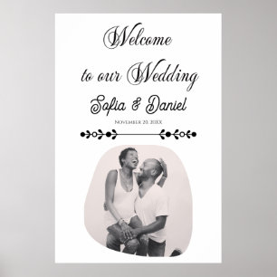 Luxury Black & White Wedding Chic Artistic Couple Poster
