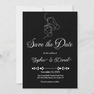 Luxury Black & White Wedding Chic Artistic Couple  Save The Date