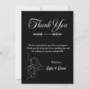 Luxury Black & White Wedding Chic Artistic Couple Thank You Card
