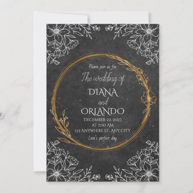 Luxury Black & White Wedding Invitation (Front)