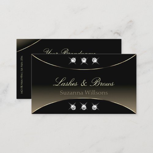 Luxury Black Whitegold Decor  Sparkling Diamonds Business Card