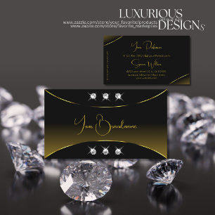Luxury Black with Gold Decor Sparkle Diamonds Luxe Business Card
